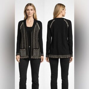 St. John Couture Black Embellished Cardigan (Petite)
